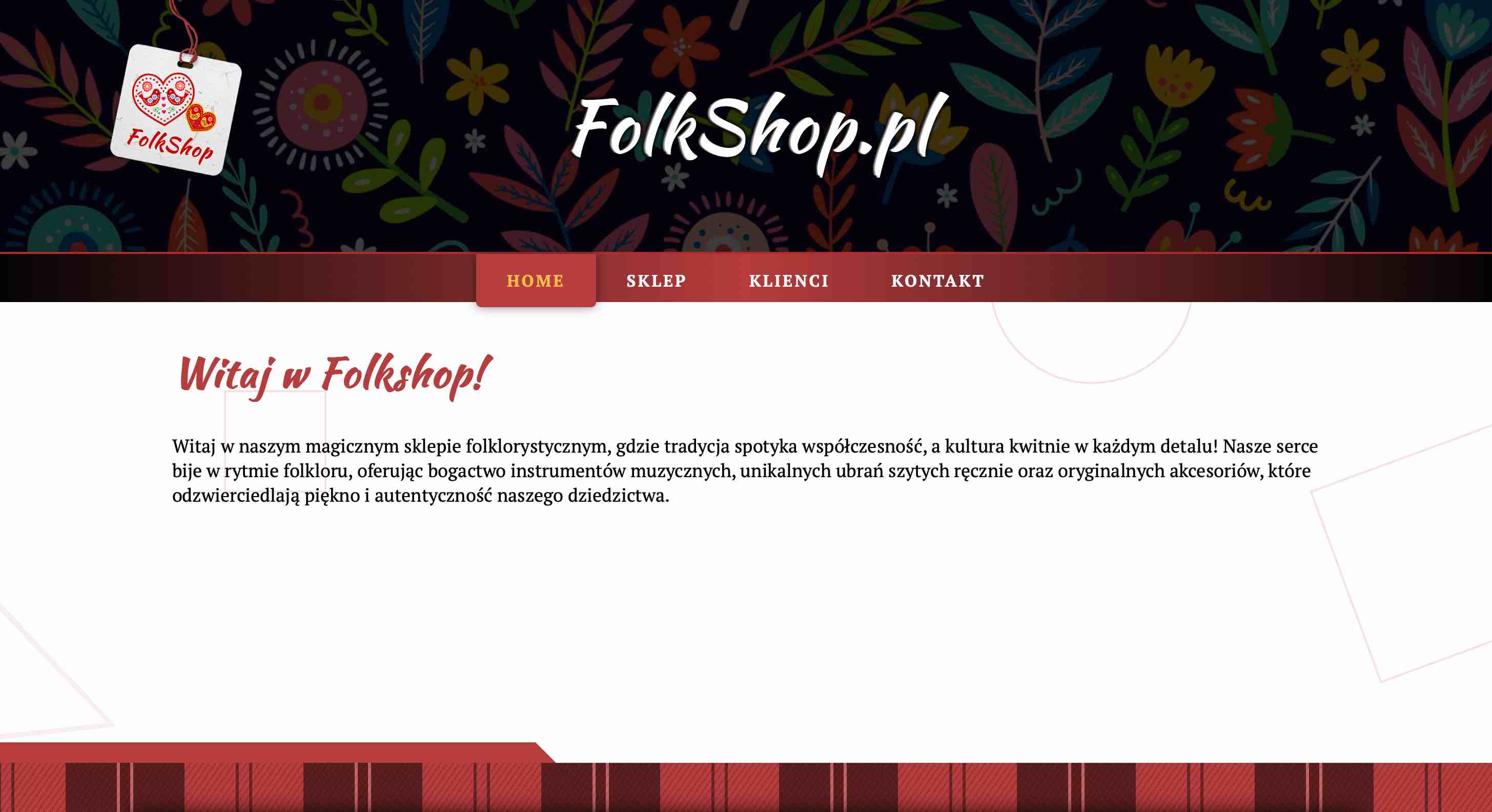 Podglad projektu FolkShop eCommerce