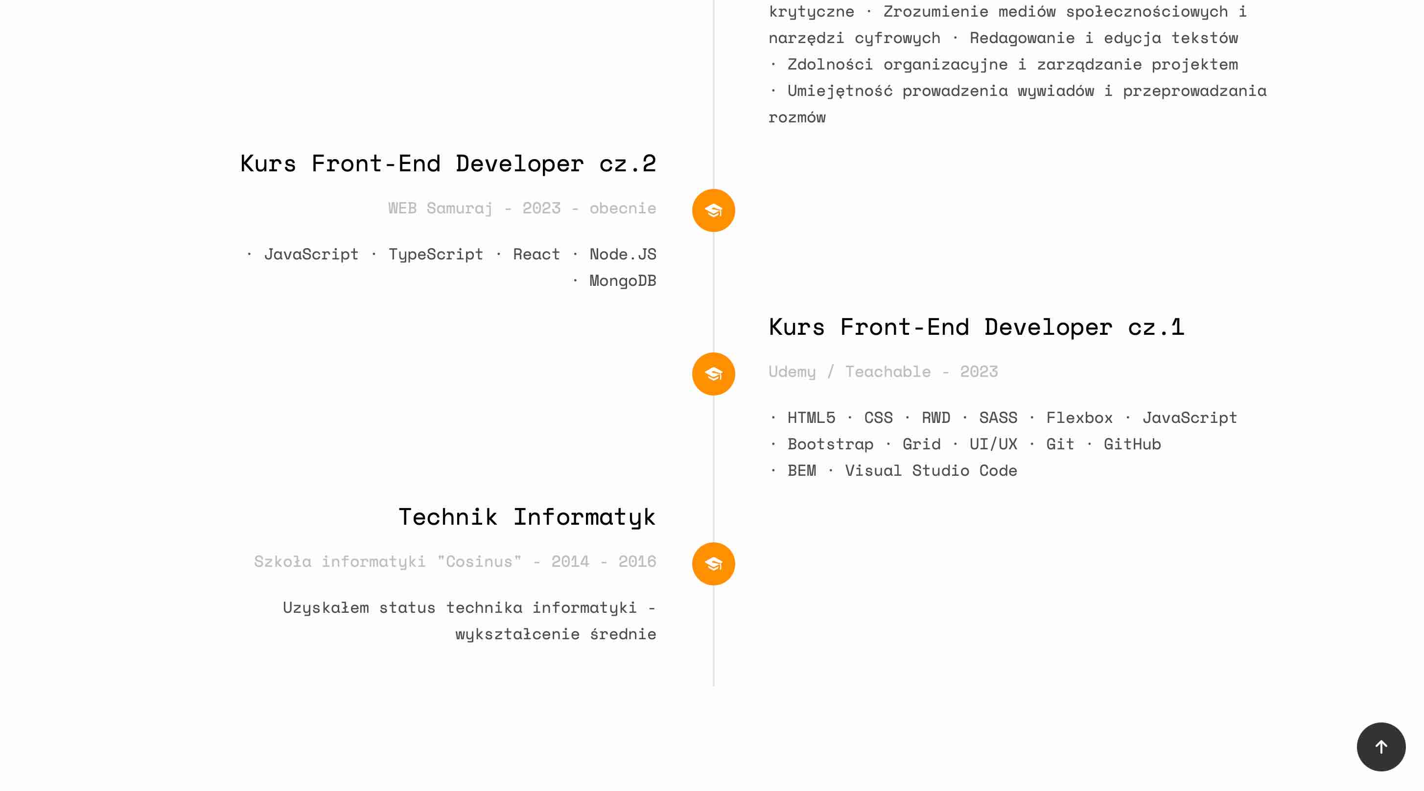 Resume - zrzut ekranu interfejsu 2