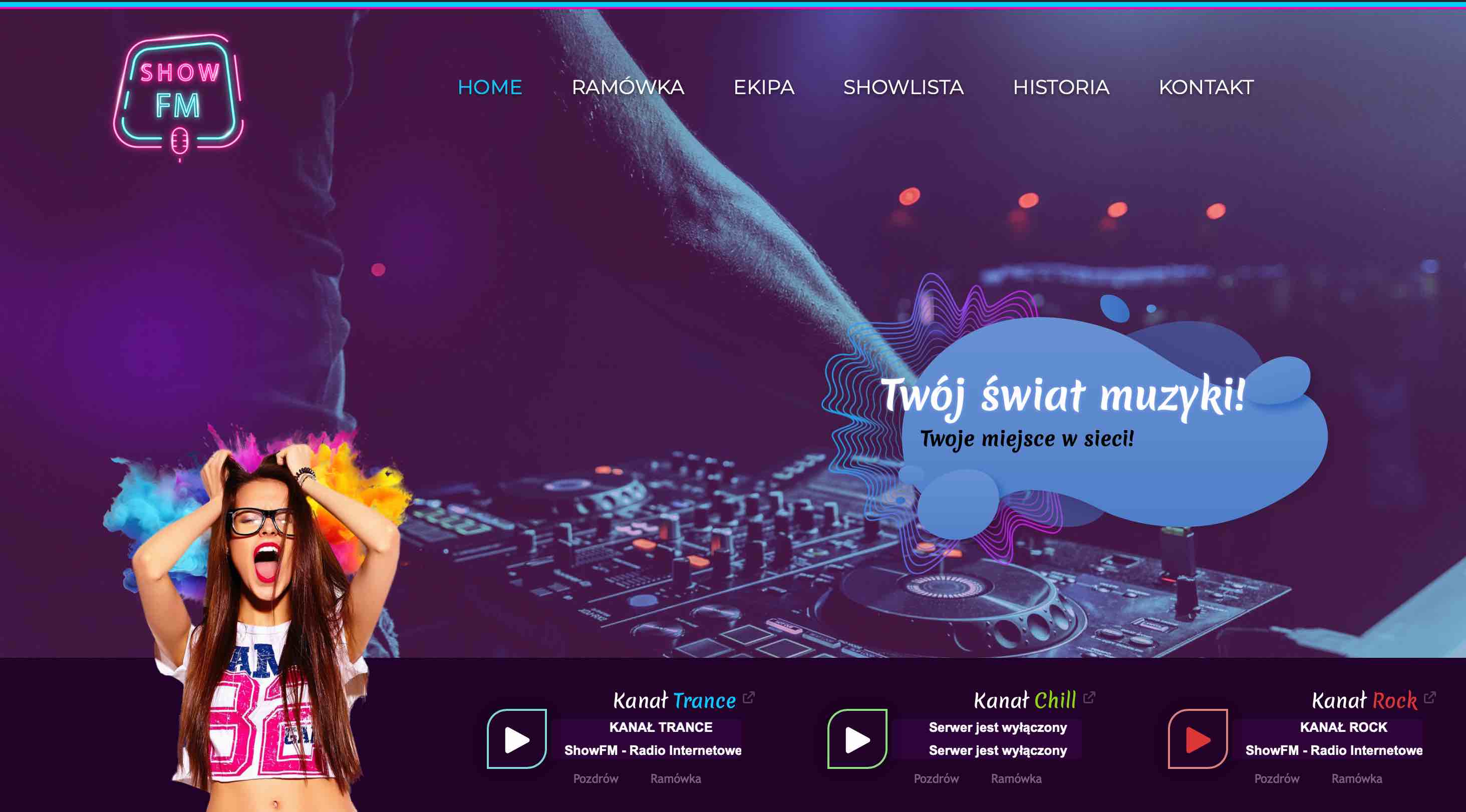 Podglad projektu ShowFM Music Platform