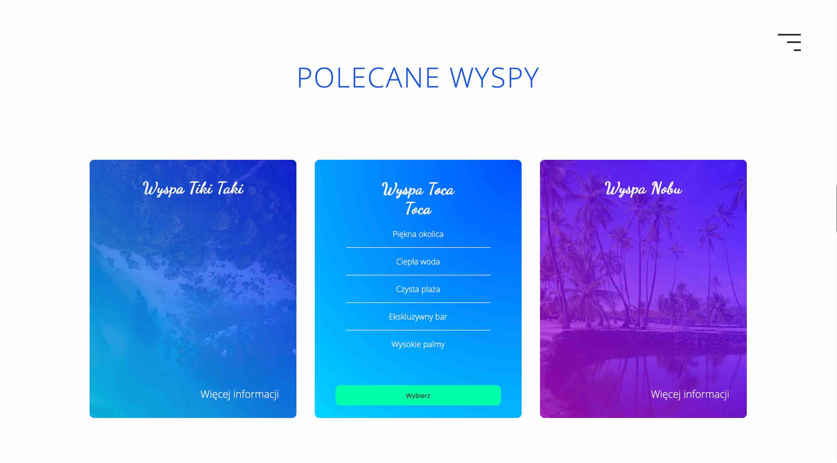 Tropical Paradise - zrzut ekranu interfejsu 1